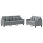 vidaXL 2-tlg. Sofagarnitur mit Kissen Hellgrau Stoff vidaXL 2-tlg. Sofagarnitur mit Kissen Hellgrau Stoff