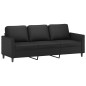 vidaXL 3-tlg. Sofagarnitur mit Kissen Schwarz Kunstleder vidaXL 3-tlg. Sofagarnitur mit Kissen Schwarz Kunstleder