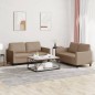 vidaXL 2-tlg. Sofagarnitur mit Kissen Cappuccino-Braun Kunstleder vidaXL 2-tlg. Sofagarnitur mit Kissen Cappuccino-Braun Kunstleder