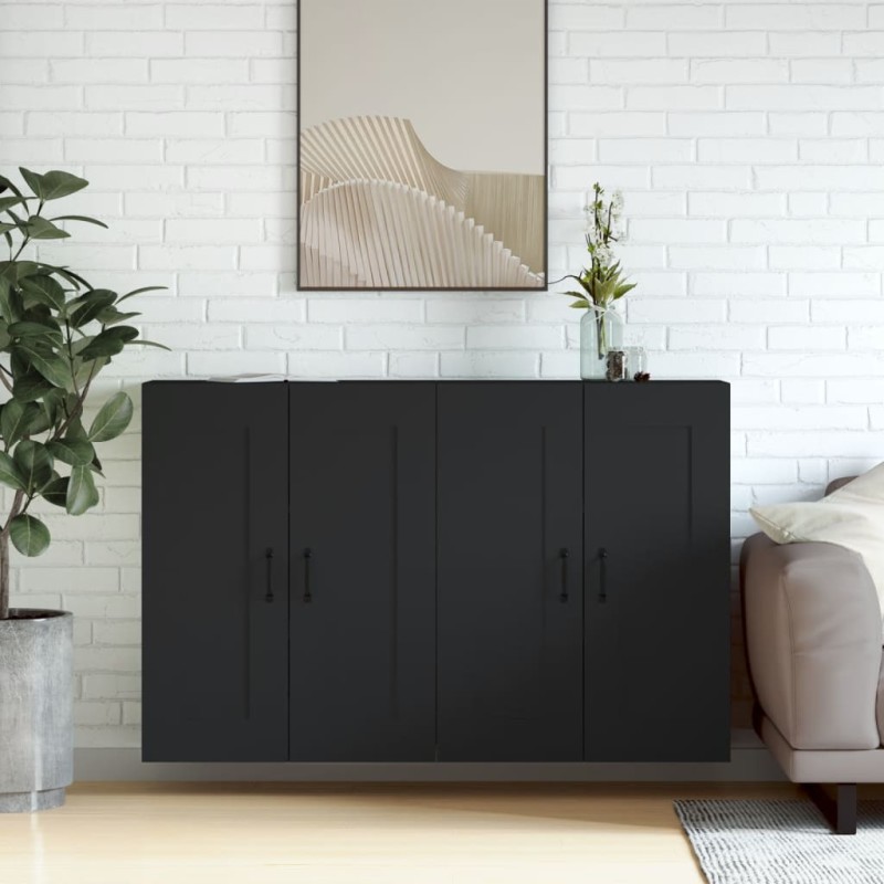 vidaXL Wandschränke 2 Stk. Schwarz Holzwerkstoff vidaXL Wandschränke 2 Stk. Schwarz Holzwerkstoff
