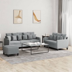 vidaXL 3-tlg. Sofagarnitur mit Kissen Hellgrau Stoff