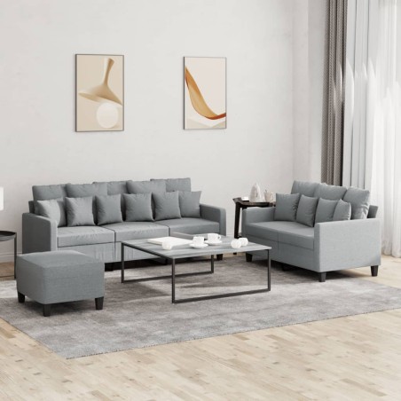 vidaXL 3-tlg. Sofagarnitur mit Kissen Hellgrau Stoff