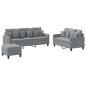 vidaXL 3-tlg. Sofagarnitur mit Kissen Hellgrau Stoff vidaXL 3-tlg. Sofagarnitur mit Kissen Hellgrau Stoff
