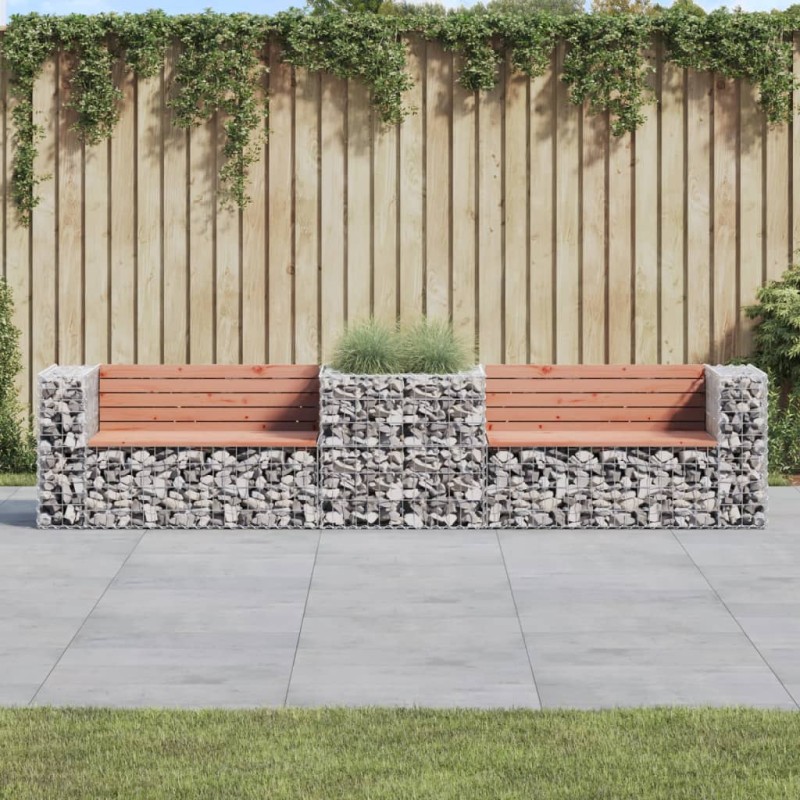 vidaXL Gartenbank mit Gabione Massivholz Douglasie