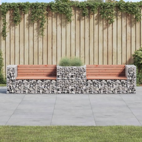 vidaXL Gartenbank mit Gabione Massivholz Douglasie