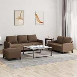 vidaXL 3-tlg. Sofagarnitur mit Kissen Braun Stoff