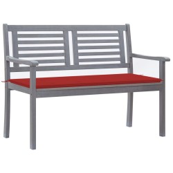 vidaXL 2-Sitzer-Gartenbank mit Auflage 120 cm Grau Eukalyptusholz