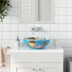 vidaXL Aufsatzwaschbecken Mehrfarbig Rund Ø41x14 cm Keramik