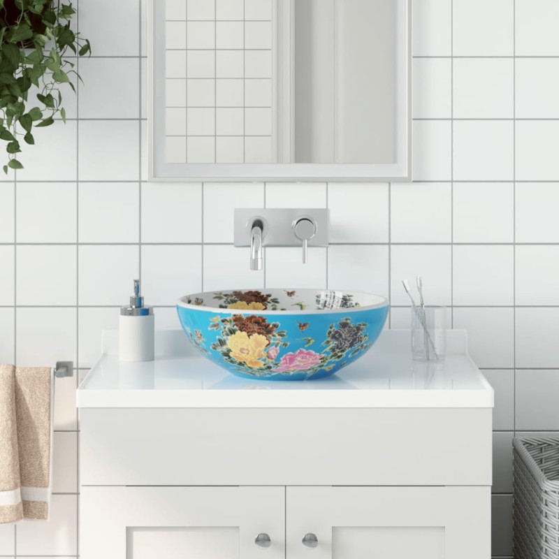 vidaXL Aufsatzwaschbecken Mehrfarbig Rund Ø41x14 cm Keramik vidaXL Aufsatzwaschbecken Mehrfarbig Rund Ø41x14 cm Keramik
