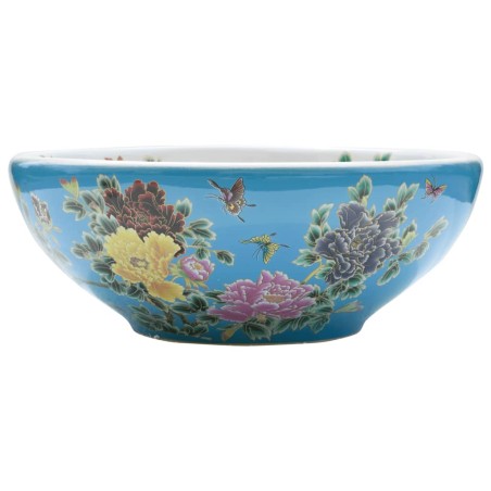 vidaXL Aufsatzwaschbecken Mehrfarbig Rund Ø41x14 cm Keramik