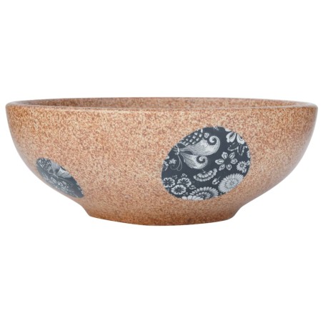 vidaXL Aufsatzwaschbecken Braun und Blau Rund Ø41x14 cm Keramik