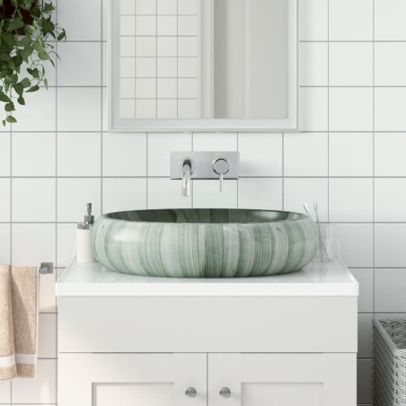 vidaXL Aufsatzwaschbecken Grün Oval 59x40x15 cm Keramik