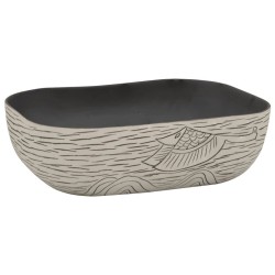 vidaXL Aufsatzwaschbecken Grau Schwarz Rechteck 48x37,5x13,5cm Keramik