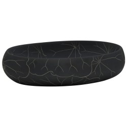 vidaXL Aufsatzwaschbecken Schwarz Oval 59x40x15 cm Keramik