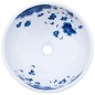 vidaXL Aufsatzwaschbecken Weiß und Blau Rund Ø41x14 cm Keramik vidaXL Aufsatzwaschbecken Weiß und Blau Rund Ø41x14 cm Keramik