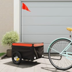 vidaXL Lastenanhänger für Fahrrad Schwarz und Orange 30 kg Eisen