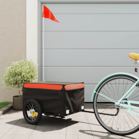 vidaXL Lastenanhänger für Fahrrad Schwarz und Orange 30 kg Eisen