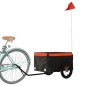 vidaXL Lastenanhänger für Fahrrad Schwarz und Orange 30 kg Eisen vidaXL Lastenanhänger für Fahrrad Schwarz und Orange 30 kg Eisen