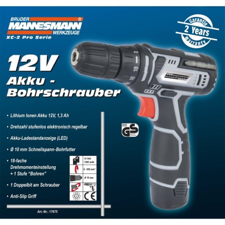 Brüder Mannesmann Akku-Bohrschrauber 12V 1,3 Ah