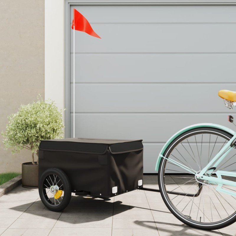 vidaXL Lastenanhänger für Fahrrad Schwarz 30 kg Eisen vidaXL Lastenanhänger für Fahrrad Schwarz 30 kg Eisen