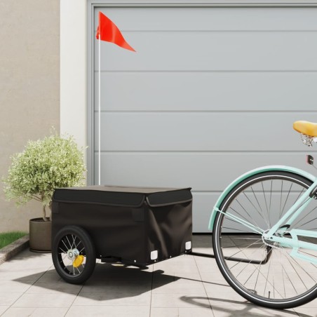 vidaXL Lastenanhänger für Fahrrad Schwarz 30 kg Eisen