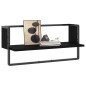 vidaXL Wandregal mit Stange Schwarz 65x25x30 cm vidaXL Wandregal mit Stange Schwarz 65x25x30 cm