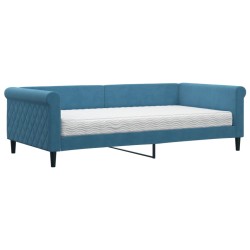 vidaXL Tagesbett mit Matratze Blau 100x200 cm Samt