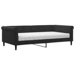 vidaXL Tagesbett mit Matratze Schwarz 100x200 cm Samt