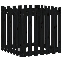 vidaXL Pflanzkübel Lattenzaun-Design Schwarz 70x70x70 cm Kiefernholz