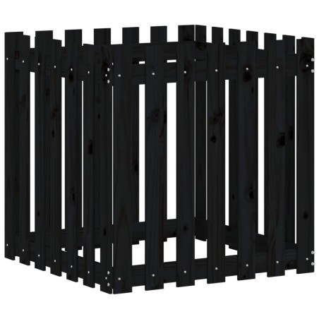vidaXL Pflanzkübel Lattenzaun-Design Schwarz 70x70x70 cm Kiefernholz