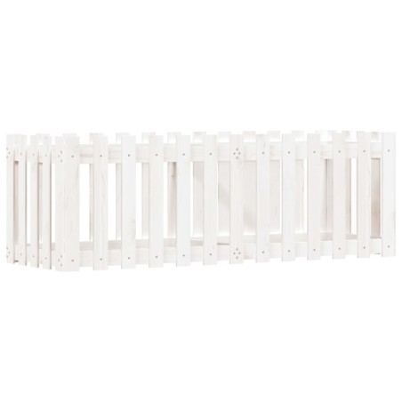 vidaXL Hochbeet Lattenzaun-Design Weiß 150x50x50 cm Massivholz Kiefer