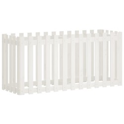 vidaXL Hochbeet Lattenzaun-Design Weiß 150x50x70 cm Massivholz Kiefer