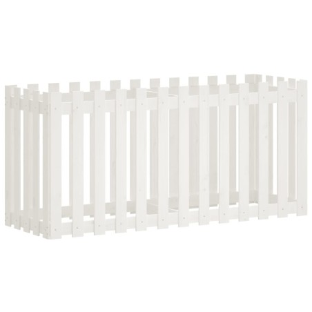 vidaXL Hochbeet Lattenzaun-Design Weiß 150x50x70 cm Massivholz Kiefer