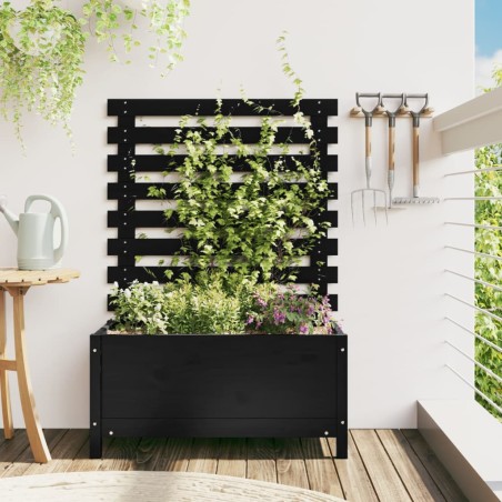vidaXL Pflanzkübel Rankhilfe Schwarz 79x39,5x114 cm Massivholz Kiefer