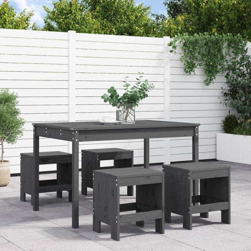 vidaXL 5-tlg. Garten-Essgruppe Grau Massivholz Kiefer vidaXL 5-tlg. Garten-Essgruppe Grau Massivholz Kiefer