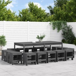 vidaXL 17-tlg. Garten-Essgruppe Grau Massivholz Kiefer