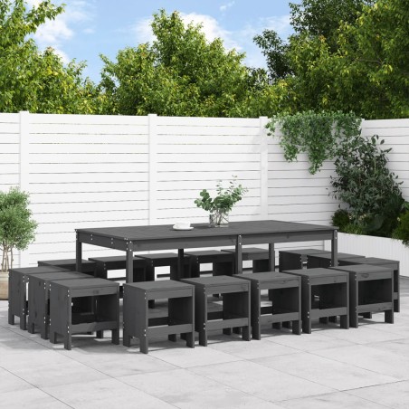 vidaXL 17-tlg. Garten-Essgruppe Grau Massivholz Kiefer