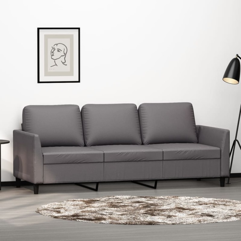 vidaXL 3-Sitzer-Sofa Grau 180 cm Kunstleder vidaXL 3-Sitzer-Sofa Grau 180 cm Kunstleder