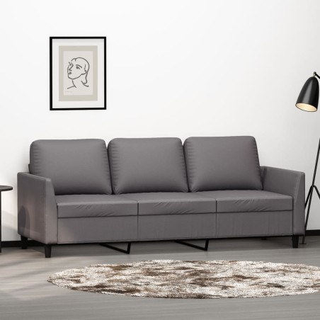 vidaXL 3-Sitzer-Sofa Grau 180 cm Kunstleder