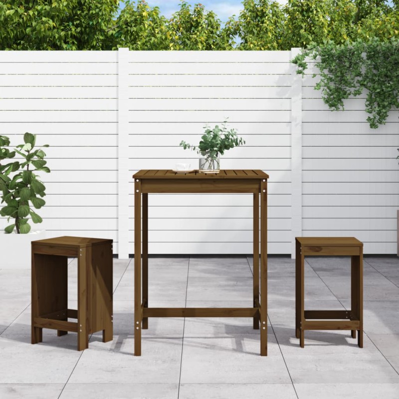 vidaXL 3-tlg. Gartenbar-Set Honigbraun Massivholz Kiefer vidaXL 3-tlg. Gartenbar-Set Honigbraun Massivholz Kiefer