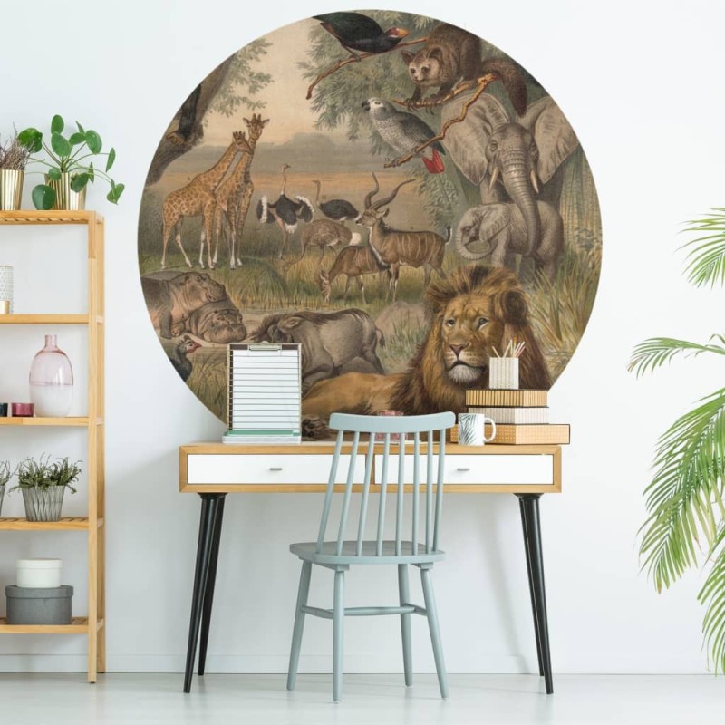 WallArt Fototapete Animals of Africa Rund 142,5 cm WallArt Fototapete Animals of Africa Rund 142,5 cm