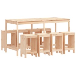 vidaXL 9-tlg. Gartenbar-Set Massivholz Kiefer
