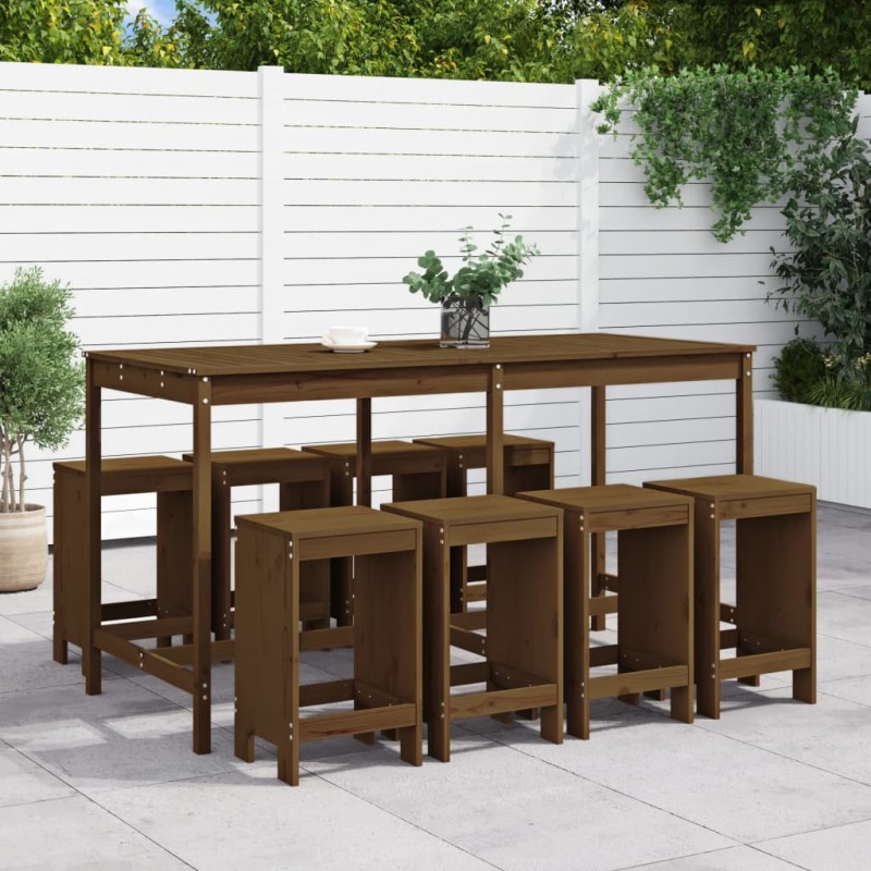 vidaXL 9-tlg. Gartenbar-Set Honigbraun Massivholz Kiefer vidaXL 9-tlg. Gartenbar-Set Honigbraun Massivholz Kiefer