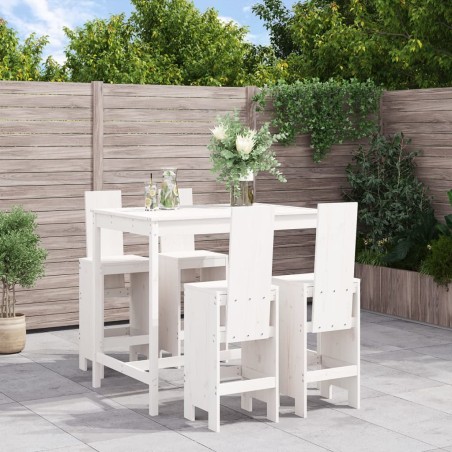 vidaXL 5-tlg. Gartenbar-Set Weiß Massivholz Kiefer