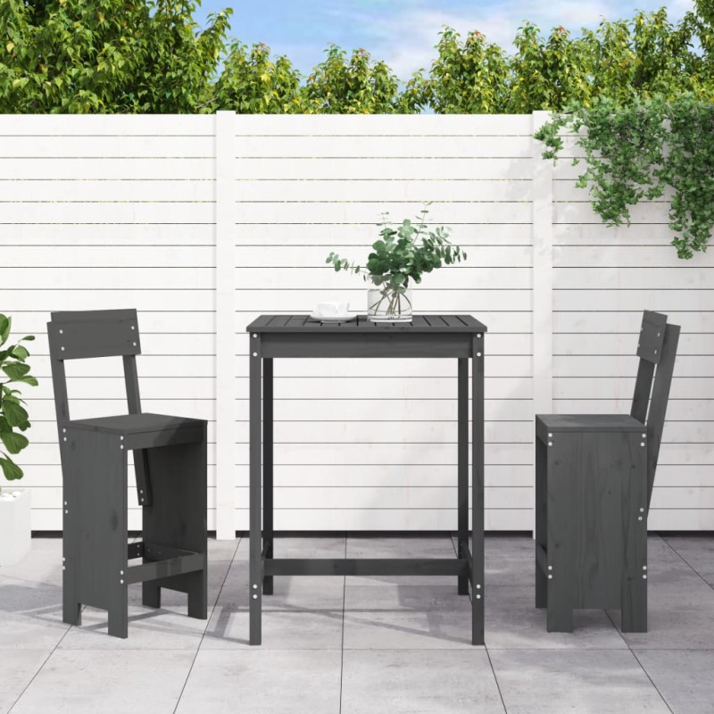 vidaXL 3-tlg. Gartenbar-Set Grau Massivholz Kiefer vidaXL 3-tlg. Gartenbar-Set Grau Massivholz Kiefer