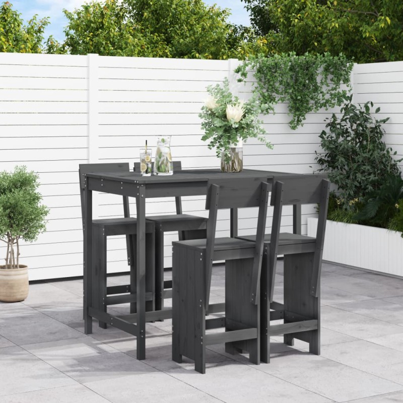 vidaXL 5-tlg. Gartenbar-Set Grau Massivholz Kiefer vidaXL 5-tlg. Gartenbar-Set Grau Massivholz Kiefer