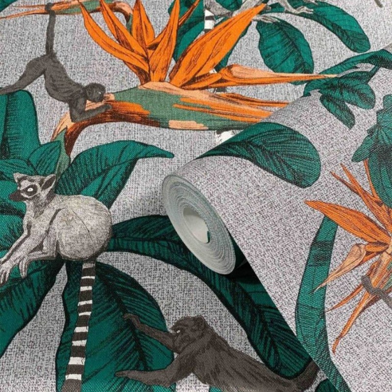 Topchic Tapete Monkey Jungle Leaves Grün und Grau Topchic Tapete Monkey Jungle Leaves Grün und Grau