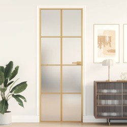 vidaXL Innentür Schlank Golden 76x201,5 cm Hartglas und Aluminium