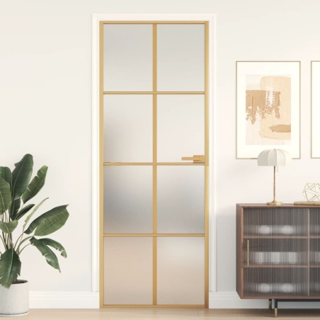 vidaXL Innentür Schlank Golden 76x201,5 cm Hartglas und Aluminium