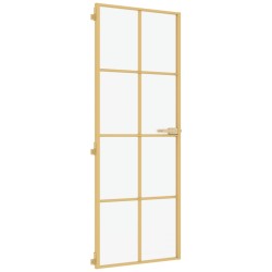vidaXL Innentür Schlank Golden 76x201,5 cm Hartglas und Aluminium